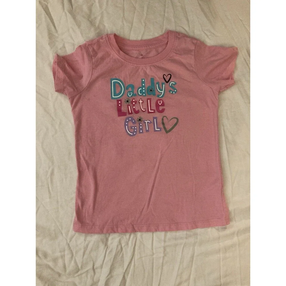 5T Tales & Stories girls clothes - 1 piece T shirt | solid pink and dad theme